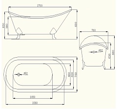 Magliezza Чугунная ванна Maria 170x76 (ножки золото) – фотография-4